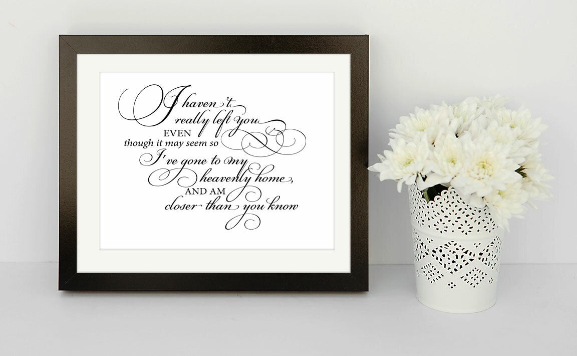I Haven't Really Left You Funeral Poem Word Art.