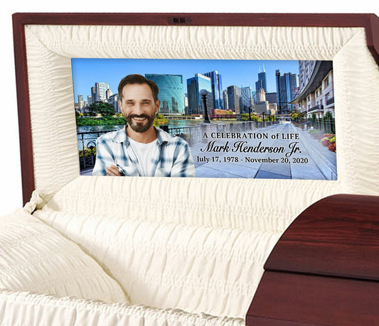 Custom Casket Panel Insert - Chicago Design.