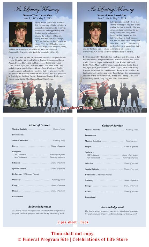 Army Funeral Flyer Template.
