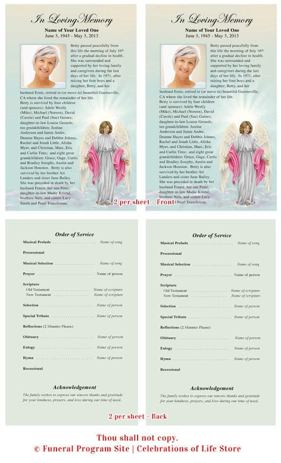 Angelina Funeral Flyer Template.