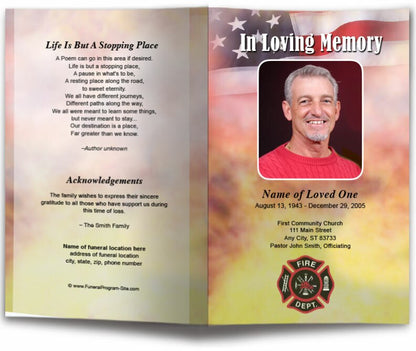 Firefighter Funeral Program Template.