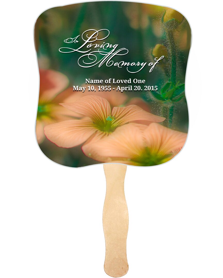 Floral Cardstock Memorial Fan With Wooden Handle (Pack of 10).