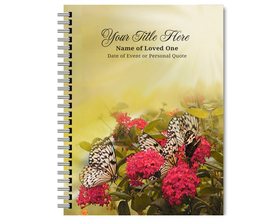 Bouquet Spiral Wire Bind Memorial Funeral Guest Book.