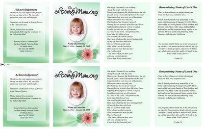 Blossom Small Memorial Card Template.