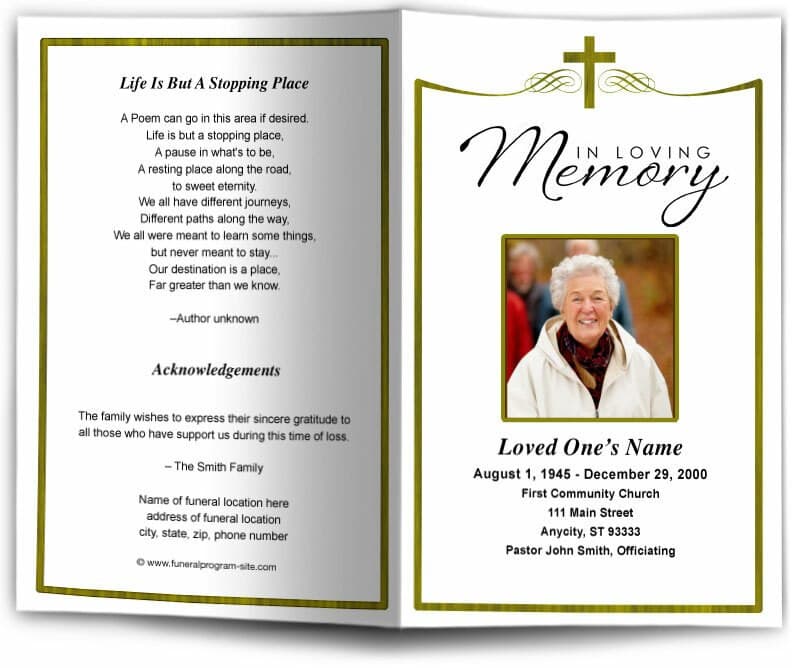 Remembrance Funeral Program Template.