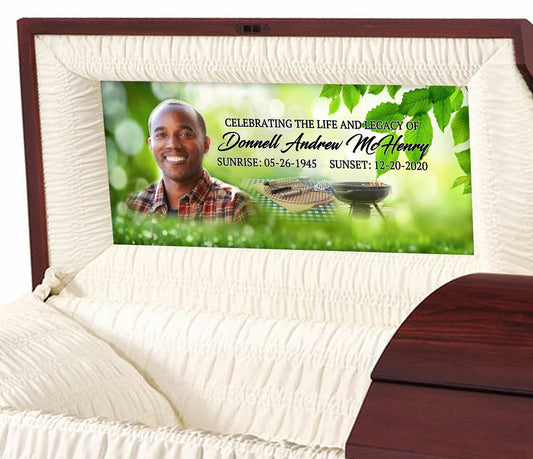 Custom Casket Panel Insert - Grill Master Design.