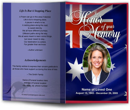 Australia Funeral Program Template.