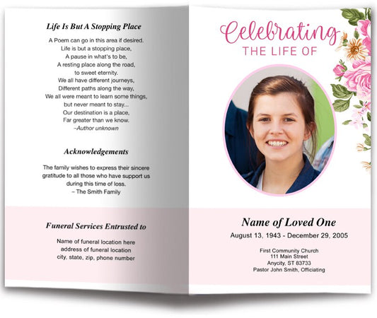 July Funeral Program Template.