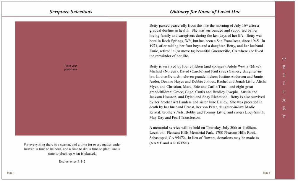 Candlelight 8-Sided Graduated Funeral Program Template.