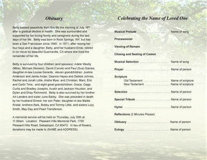 Oakridge Funeral Program Template.