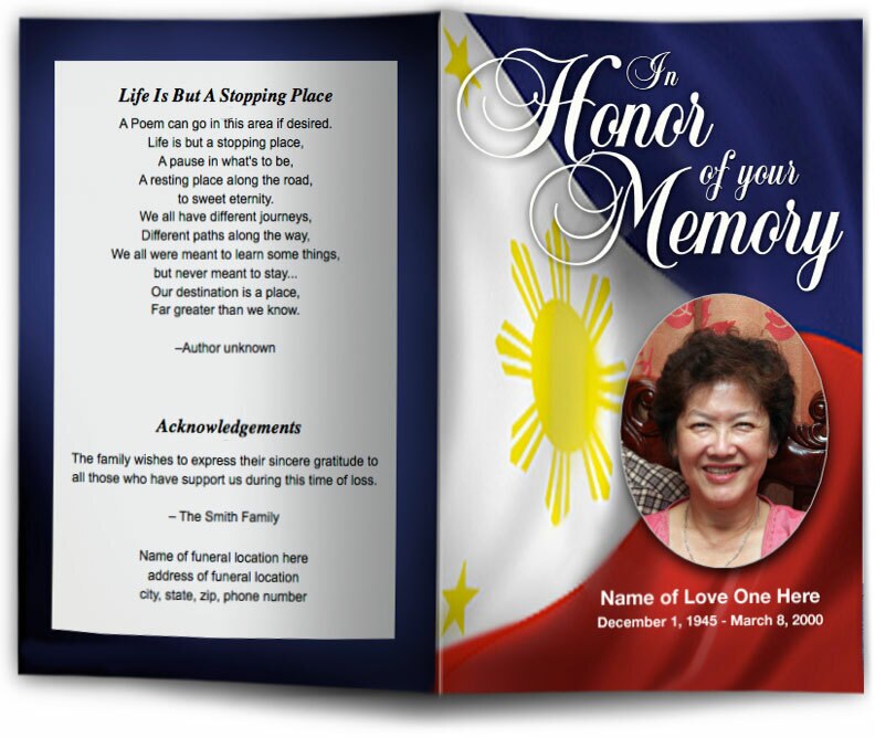 Philippines Funeral Program Template | DIY Funeral Programs – Funeral ...