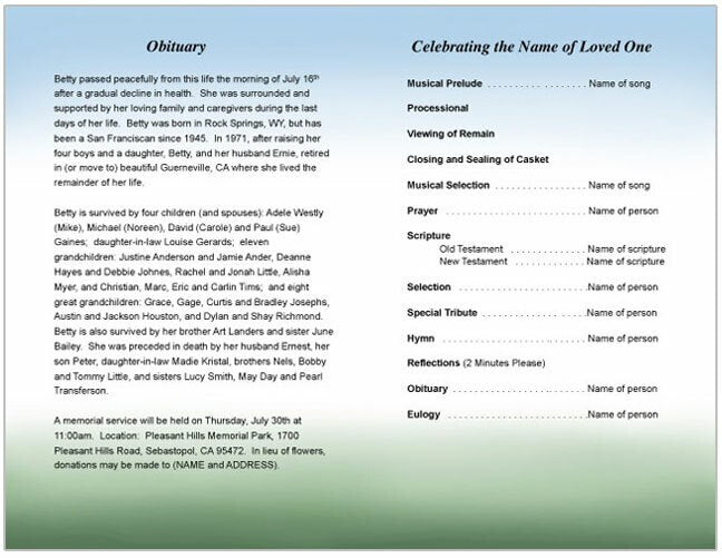 Eve Funeral Program Template (Light & Dark Skin).