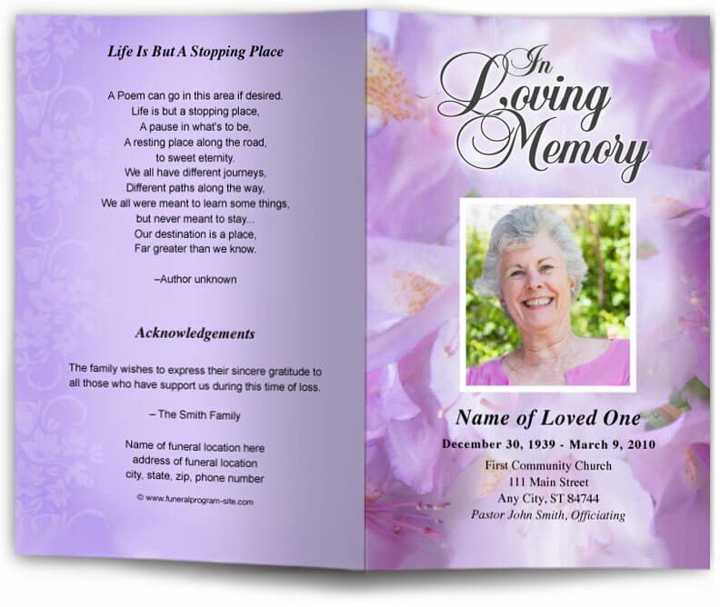 Lavender Funeral Program Template.