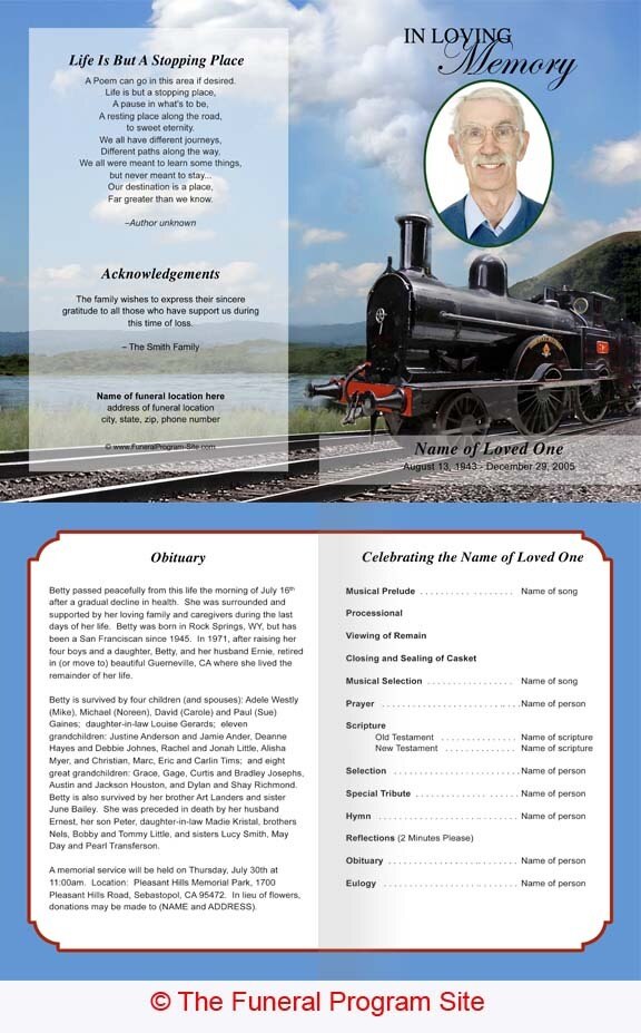 Train Funeral Program Template.