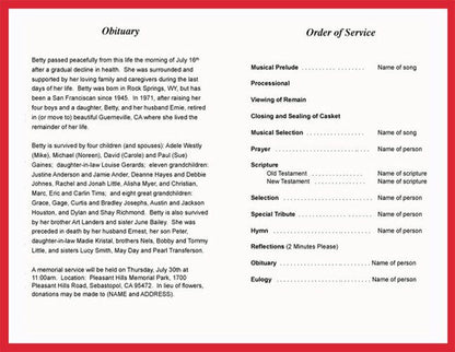 Canada Funeral Program Template.