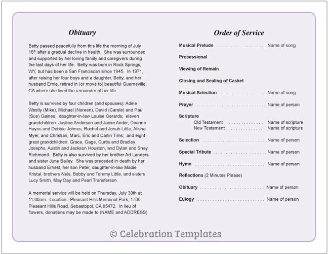 Delicate Funeral Program Template.