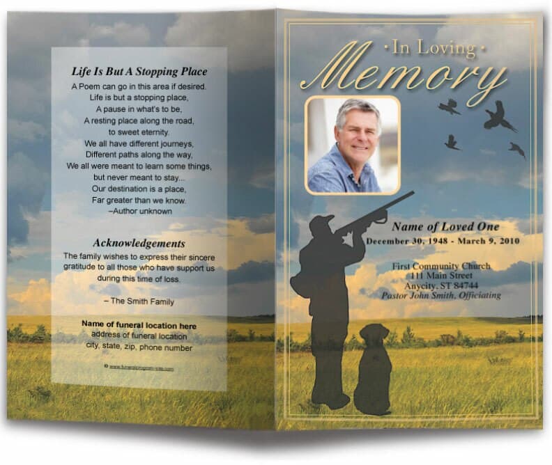 Pheasant Funeral Program Template.