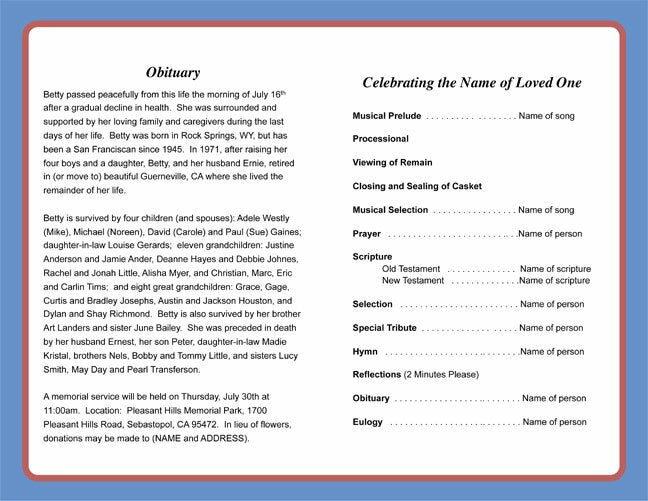 Navy Funeral Program Template.