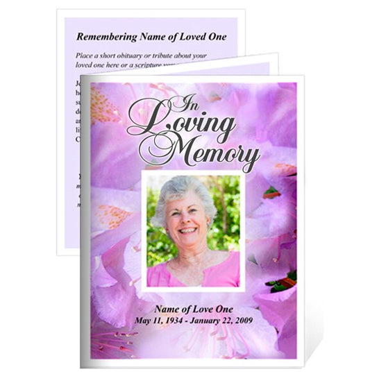 Lavender Small Memorial Card Template.