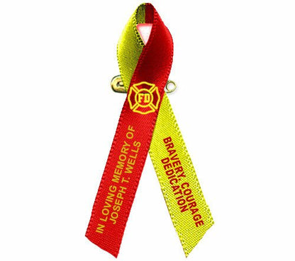 Red Yellow Awareness Ribbon Fireman Firefighter - Pack of 10 – Funeral ...