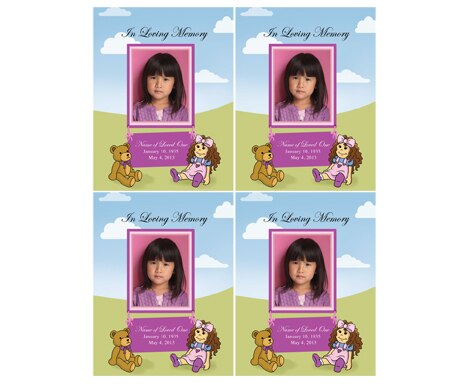 Doll Small Memorial Card Template.