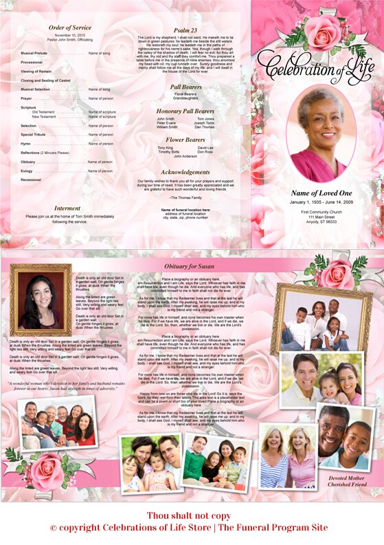 Precious Trifold Funeral Brochure Template.