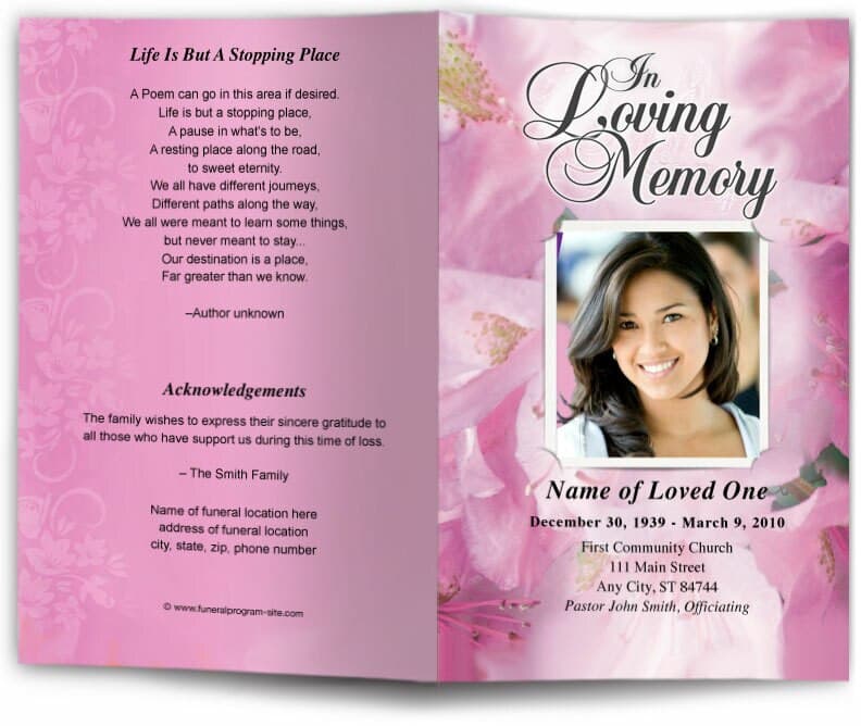 Lavender Funeral Program Template.