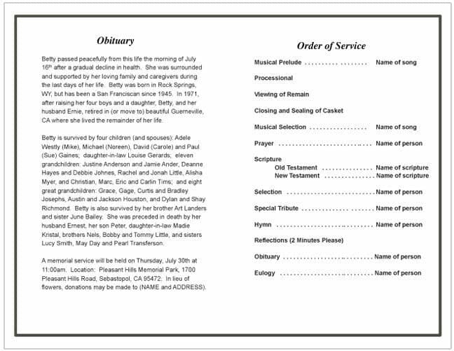 Madison Funeral Program Template.