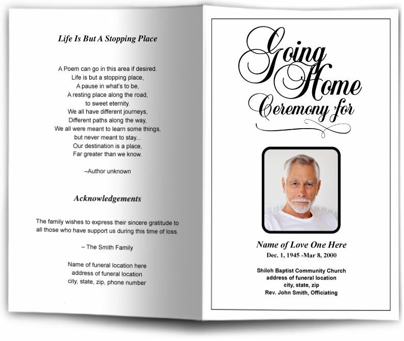 Going Home Funeral Program Template.