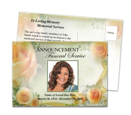 Rejoice Funeral Announcement Postcard Template.