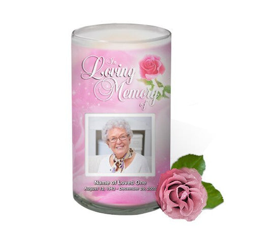Petals Personalized Glass Memorial Candle.