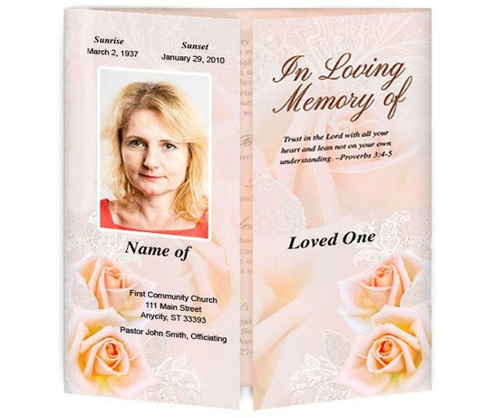Peach Lace Gatefold Program Template.