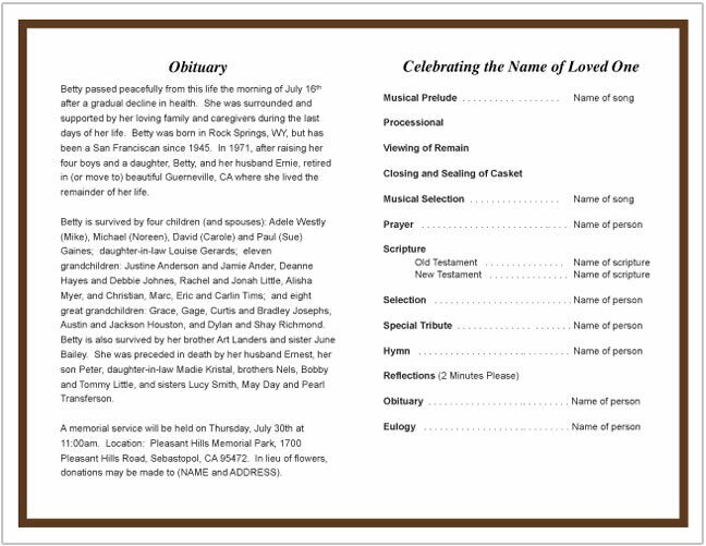 Creative Funeral Program Template.