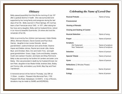 Creative Funeral Program Template.