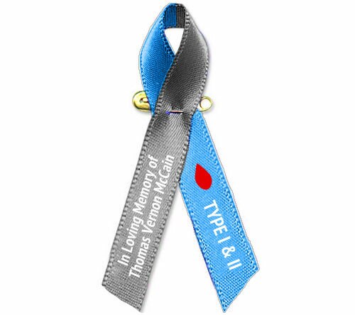 Diabetes Personalized Awareness Ribbons | Blue Gray Ribbon – Funeral ...