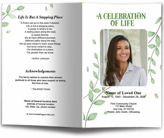 Fallen Leaf Funeral Program Template.