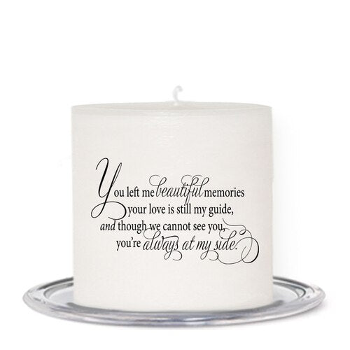 Loving Personalized Small Wax Memorial Candle.