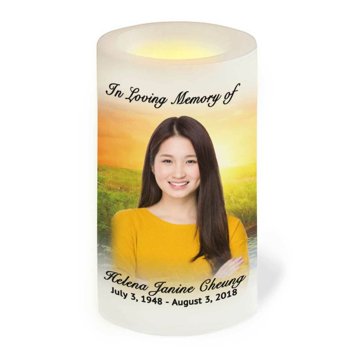 Funeral Led Sunset Personalized Flameless LED Memorial Candle – Funeral Program ...