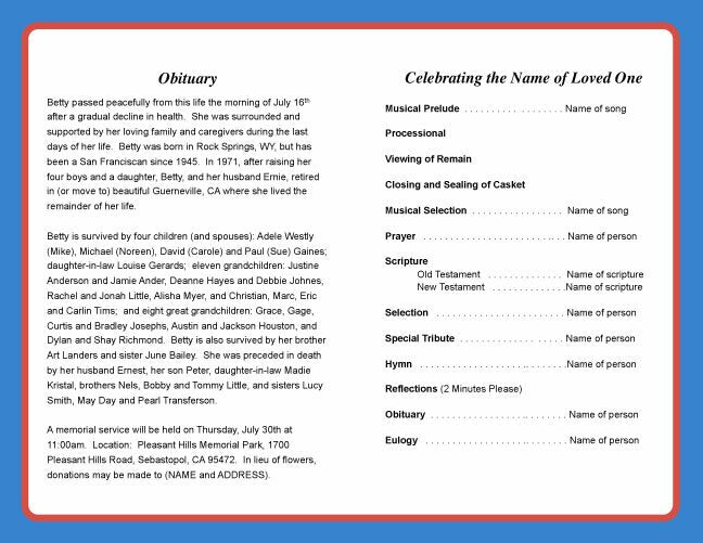 Air Force Funeral Program Template.