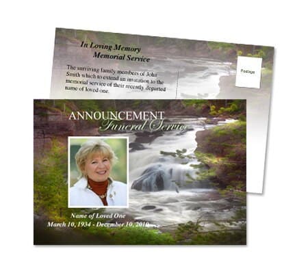 Graceful Funeral Announcement Postcard Template.