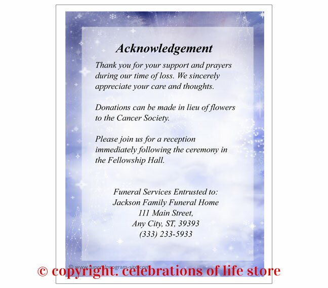 Pathway Small Memorial Card Template.