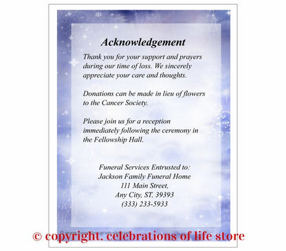 Pathway Small Memorial Card Template.