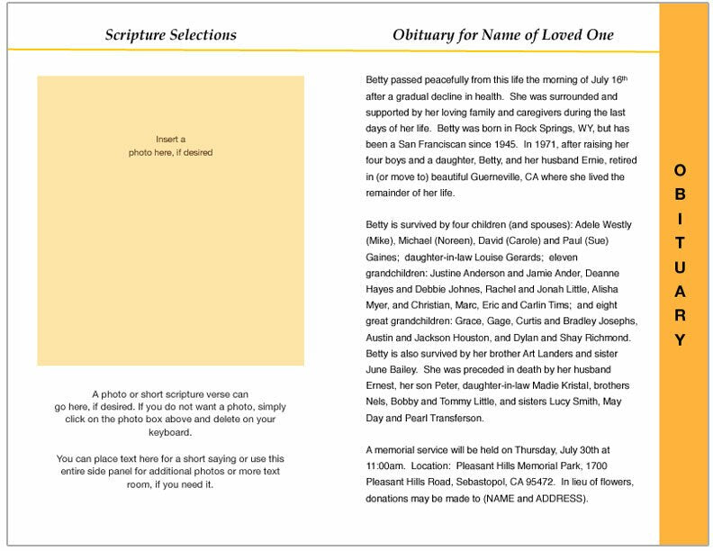 Island 8-Sided Funeral Graduated Program Template.