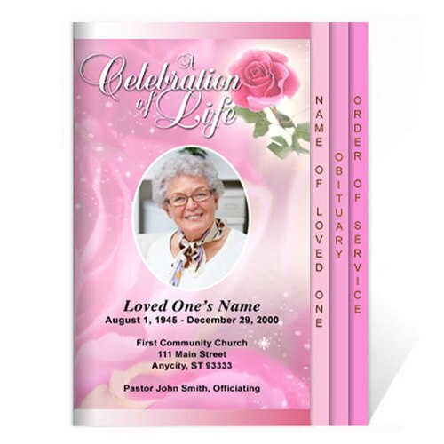 Petals 8-Sided Funeral Graduated Program Template.