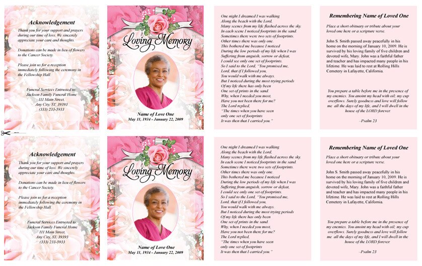 Precious Small Memorial Card Template.