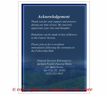 Outdoor Small Memorial Card Template.