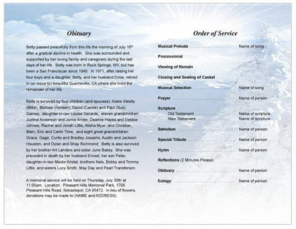 Snowcaps Funeral Program Template.