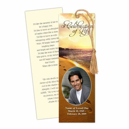 Footprints Memorial Bookmark Template.
