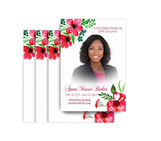 Pink Blossoms Funeral Postcard Design & Print (Pack of 50).