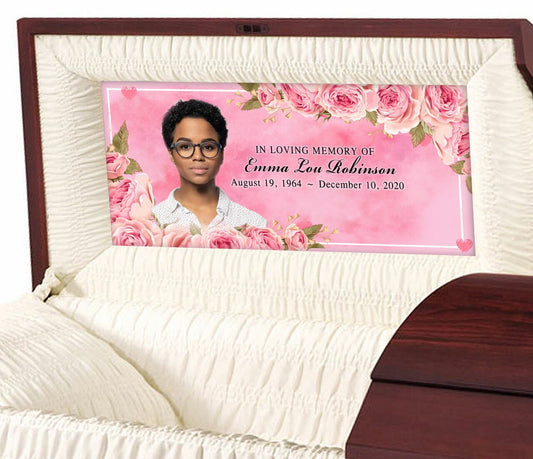 Custom Casket Panel Insert - Rose Border Design.